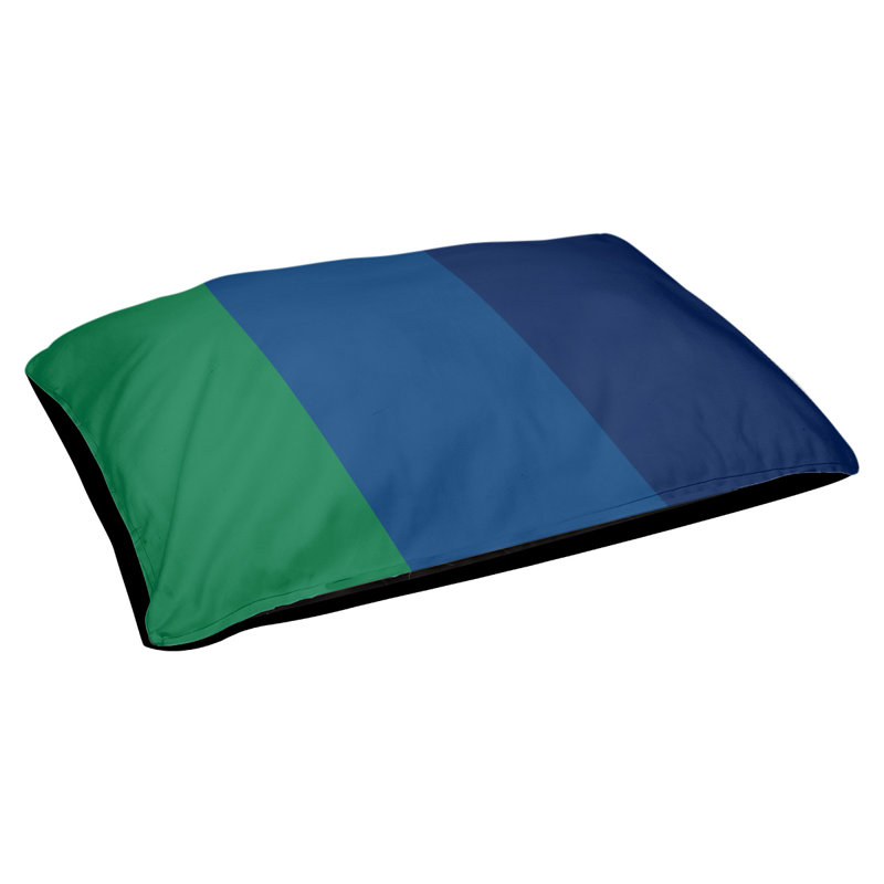 Coussin rectangulaire designer Kansas City, Moyen (L 30 po x l 40 po), Vert / bleu foncé / bleu