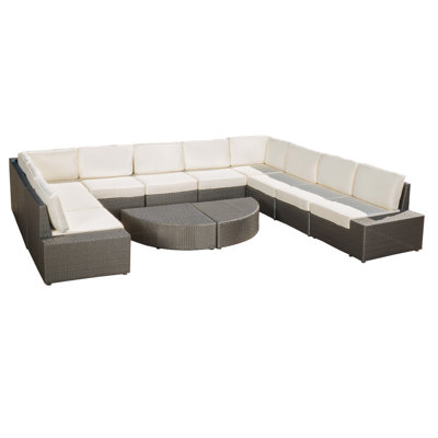 12 Piece Rattan Sectional Seating Group with Cushions by Red Barrel Studio