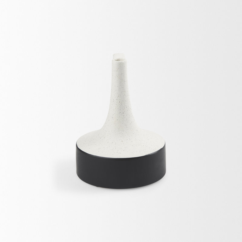 Vase de table en céramique Alisone, H 8 po x l 6 po x P 6 po, Blanc / noir
