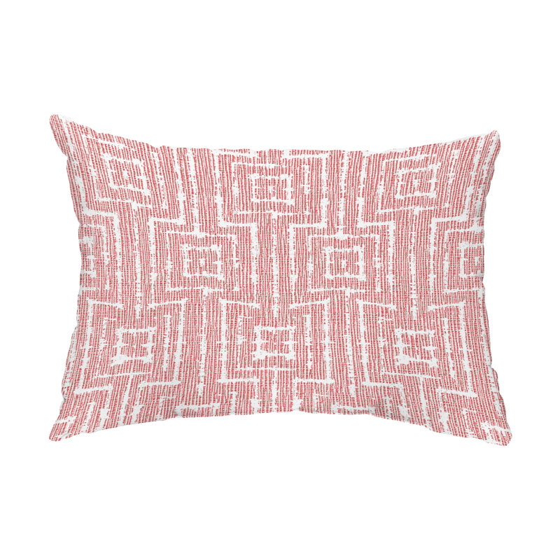  Woven Tiki Outdoor Rectangular Pillow Cover & Insert, Red