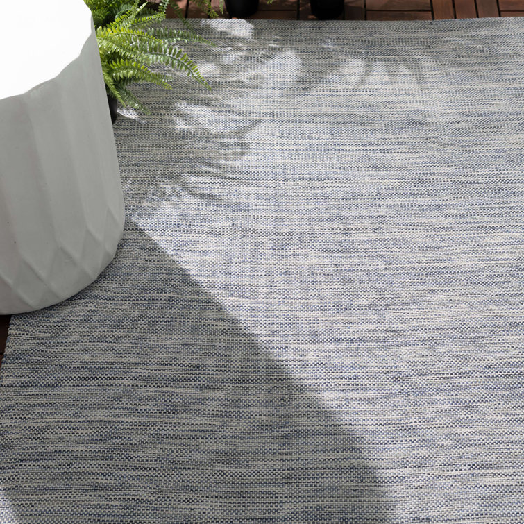 Home Conservatory Solid Blue Handwoven Handwoven Indoor/Outdoor Rug ...