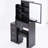 Small Space Vanity Table And Cushioned Stool Pair, Big Sliding Mirror, Multi-Layered Storage, Black Furniture Piece With Seat & Large Multi-Layer Storage For Compact Areas, American Design, , , Ul-1253965555