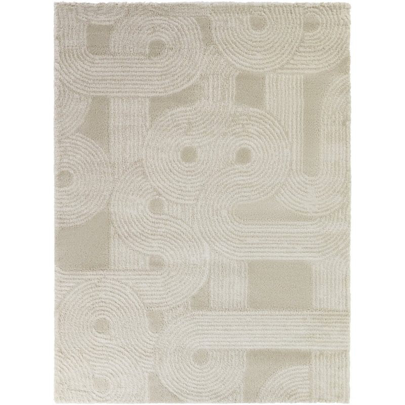 Hadleigh Beige/Cream Art Deco Arches Area Rug, Rectangle 5'3" x 7'