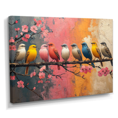 Décoration murale oiseaux blancs et bleus sur une branche florale