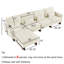 Canapé modulaire rembourré en chenille de forme large L de 124 po de large avec dossier rembourré et repose-pieds amovible beige-1819109034