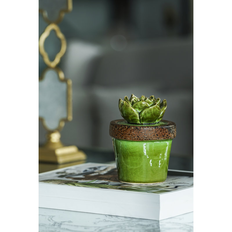 Figurine en céramique Echeveria, H 5 po x l 5 po x P 5 po
