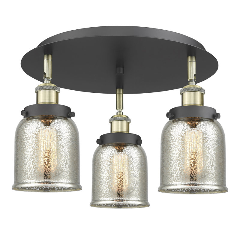 Bejtullah Glass Flush Mount, Silver Plated Mercury, Black Antique Brass
