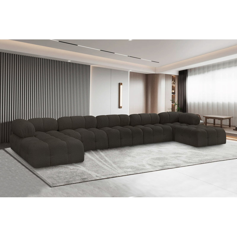 Canapé modulaire 170 po Ames, Tissu brun bouclé