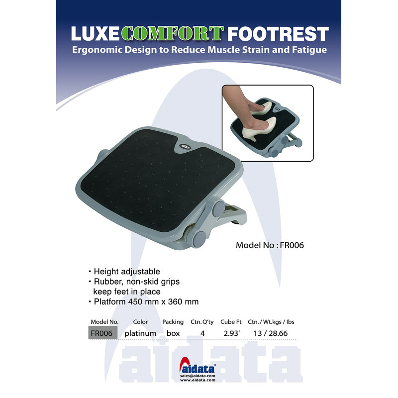 Adjustable Gray Plastic Ergonomic Footrest