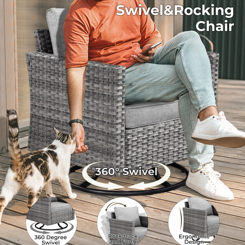 Chappotin Wicker 7 - Person Modular Patio Conversation Set with Cushions, Light Gray