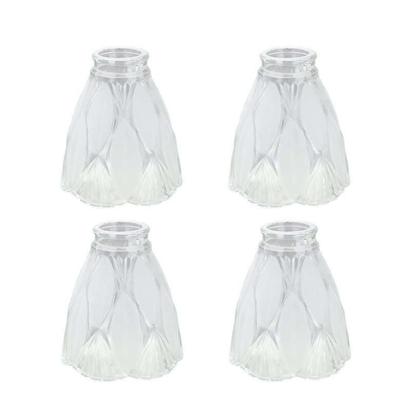 Clear Frosted Glass Bell Ceiling Fan Replacement Shades, Set of 4