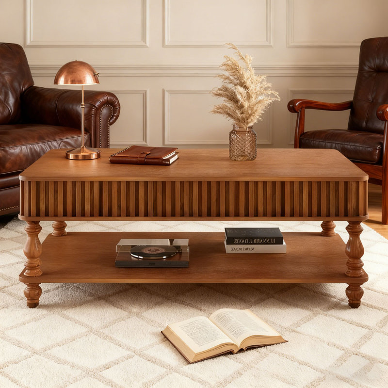 47.24" Lift Top Coffee Table with Storage, Antique Brown
