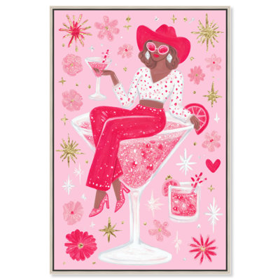 «Pink Martini III», reproduction sur toile encadrée par Art Remedy, cadre argenté, 36 x 54