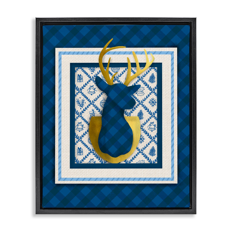 Cadre flottant Winter Plaid Deer, Cadre flottant noir de jais, H 21 po x l 17 po