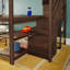 Lit mezzanine double classique haut + bureau enveloppant + escalier, noyer-1751416410