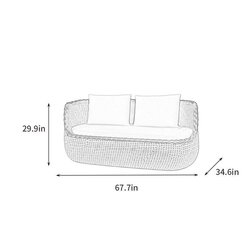 Shanetria 67.72'' Wide Rectangle Wicker Loveseat with Cushions