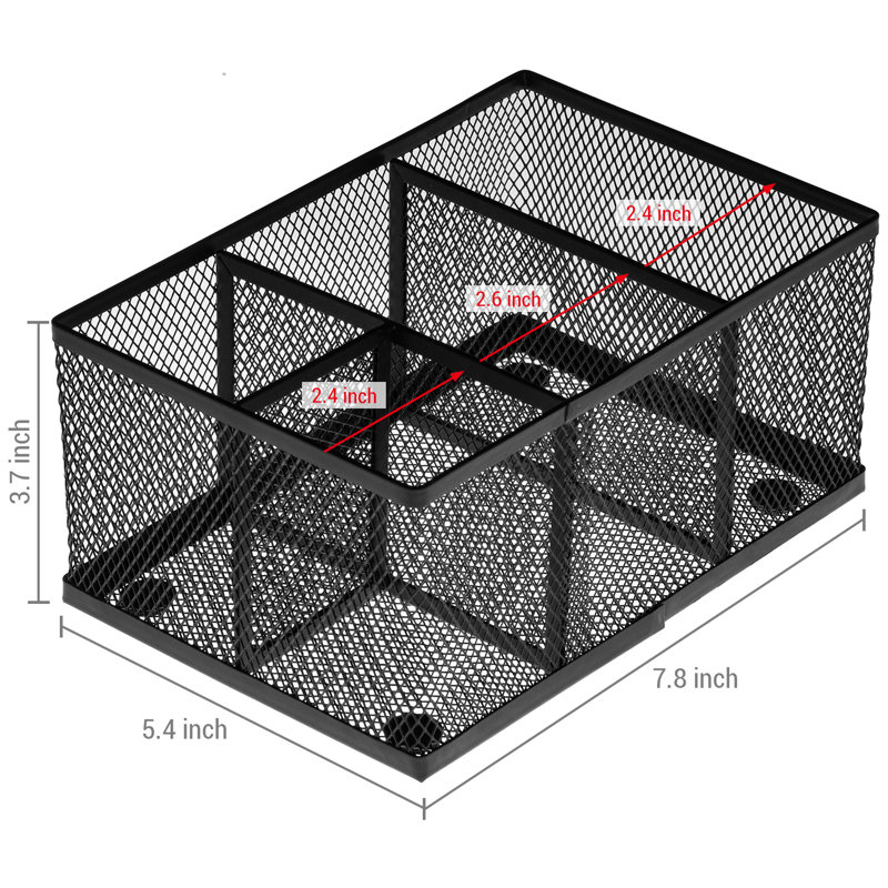 Jenai Metal 4-Slot Mesh Desk Organiser