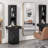 Professional Wall-Mounted Barber Station with Glass Door Cabinet Three-Tier Storage Shelf Spacious Drawer and Hair Dryer Tool Holders Rustic Brown Salon Spa Styling Furniture-58250154