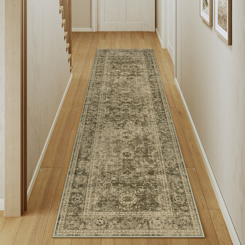 Romola Machine Washable Oriental Area Rug For Living Room with Non-Slip Backing, Runner 2' x 8'