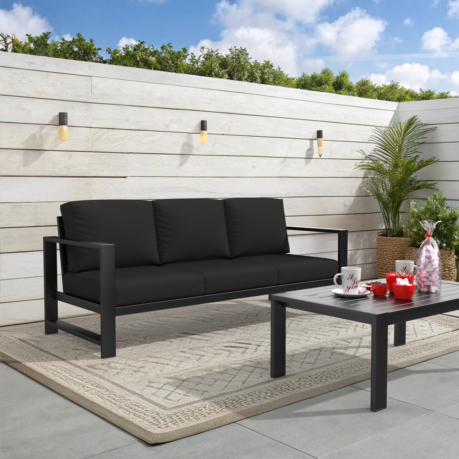 Dulcie 80" Sunbrella® Patio Sofa, Canvas Black Sunbrella® Canvas