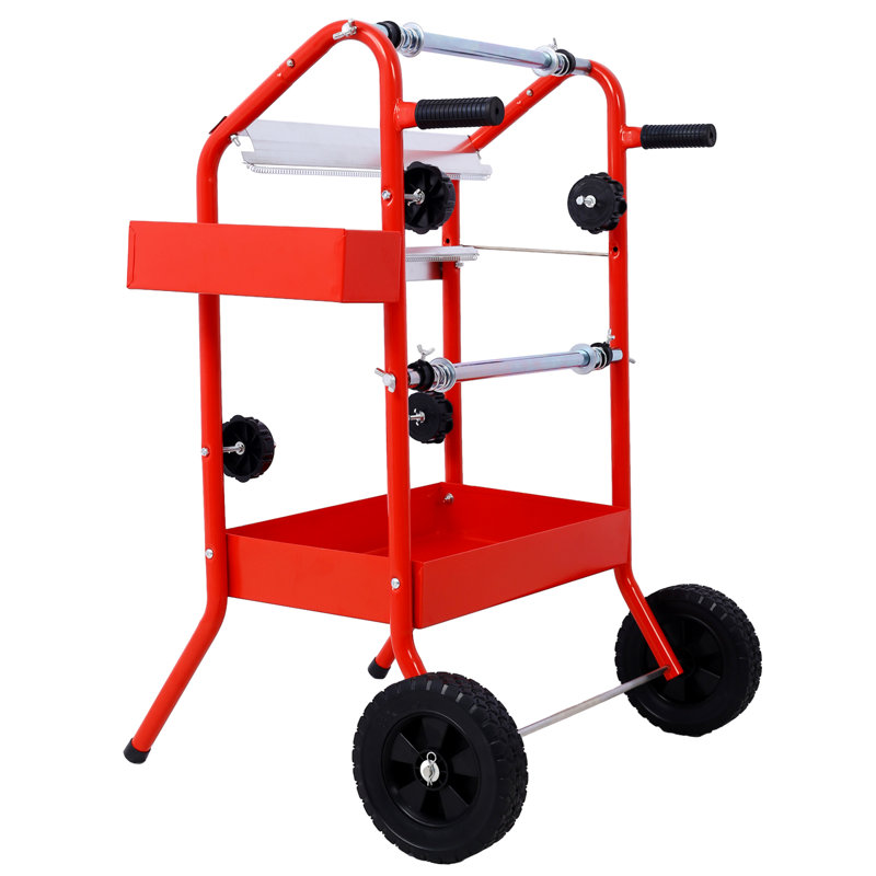 Machine à papier de masquage mobile de 18 pouces, multirouleaux, acier rouge, 1 pièce, avec plateaux de rangement et rouleaux de ruban adhésif
