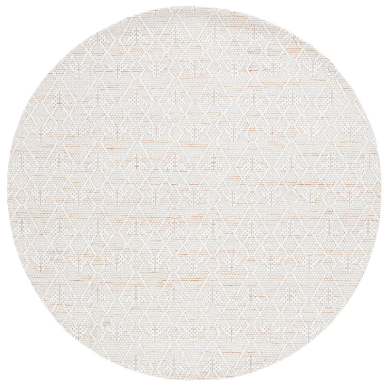 Tapis géométrique en laine et en polyester tissé à la main Manya, Rond 6 pi