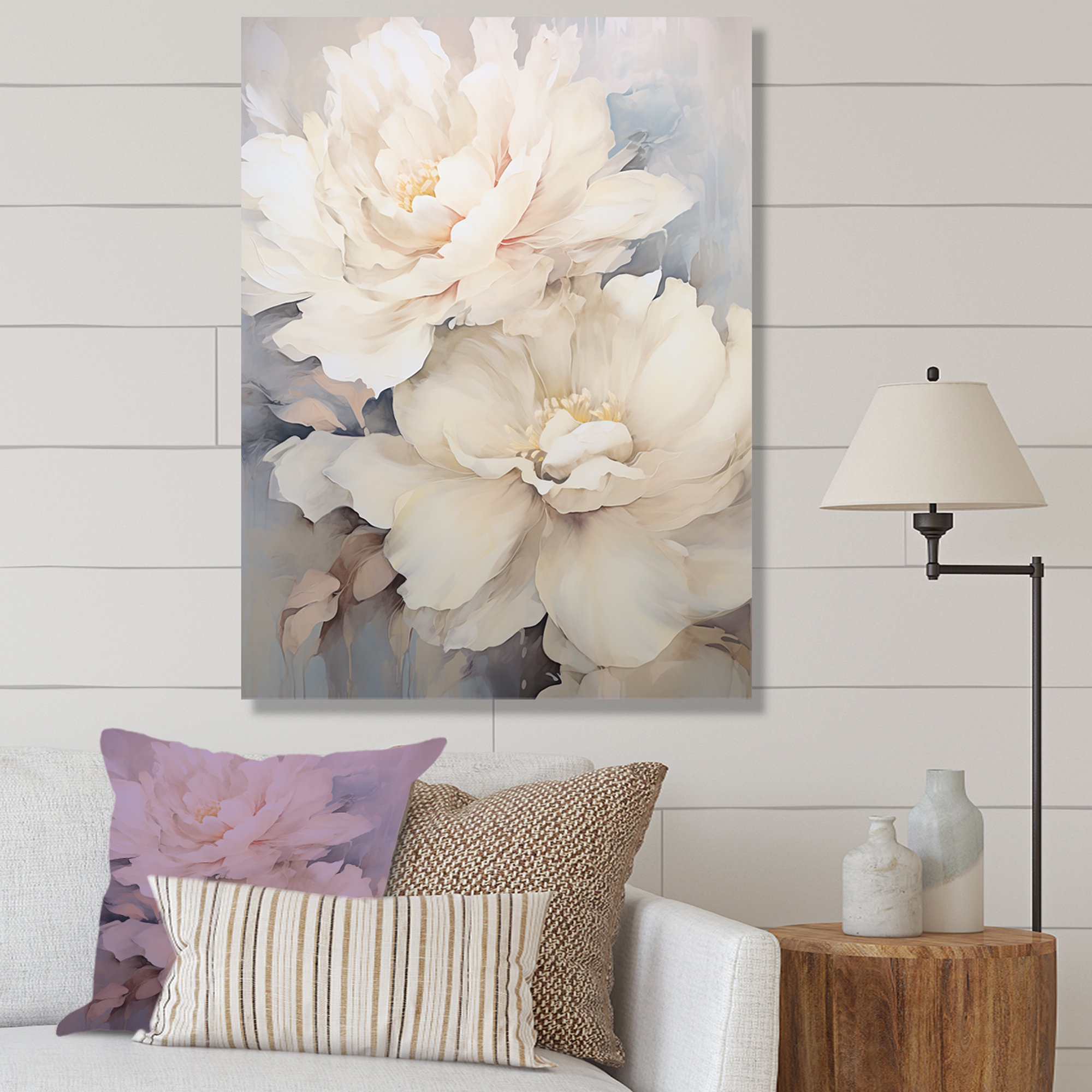 Winston Porter Beige Fragrant Peony Bliss V - Peonies Canvas Wall Art ...