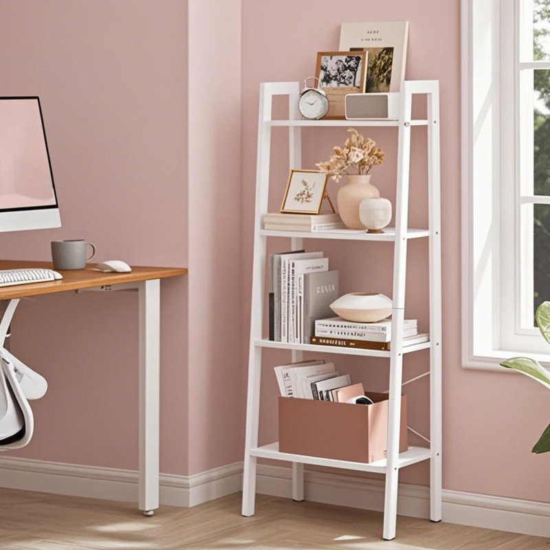 Parikh 54" H x 22.1" W Steel Etagere Bookcase, White