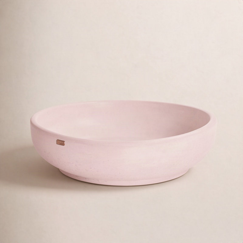 Fladd Handmade Circular Vessel Bathroom Sink, Coral Light Red