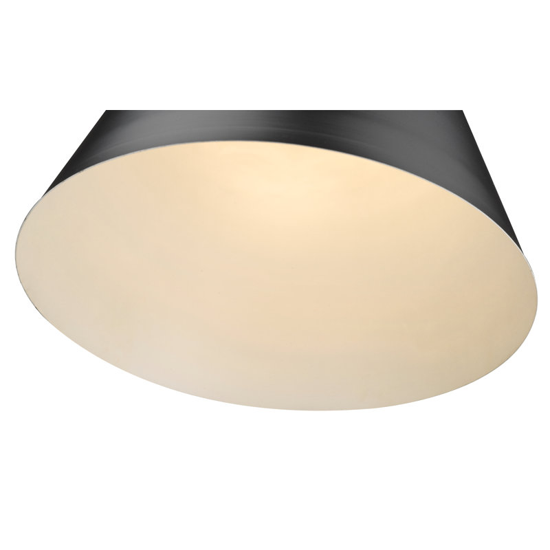 Luminaire suspendu conique à 1 lumière Chrisha, Noir mat, Noir mat / laiton Heritage, H 18 po x l 18 po x P 18 po