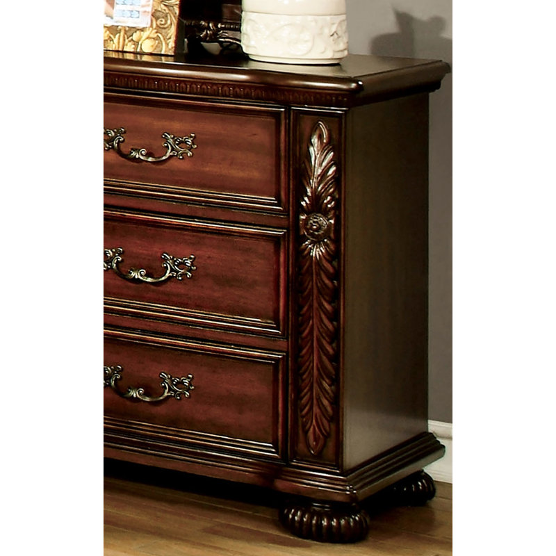 Table de chevet de luxe en cerisier brun avec 3 tiroirs en bois massif - ajout de chambre à coucher teintes riches 3 po