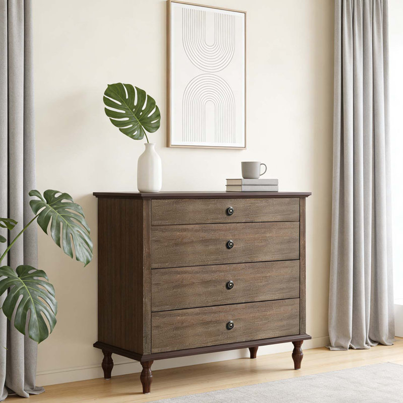 Commode élégante à 4 tiroirs, Brun rustique profond