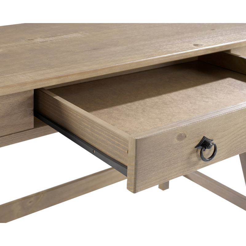 Gable Solid Wood Writing Desk, Grey
