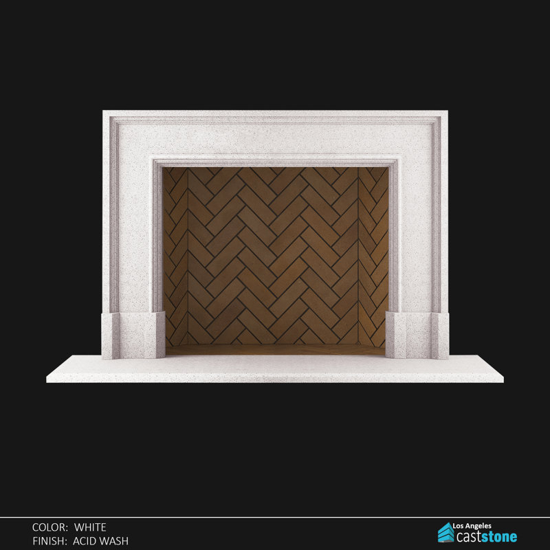 Lotus Fireplace Surround, White Acid Wash