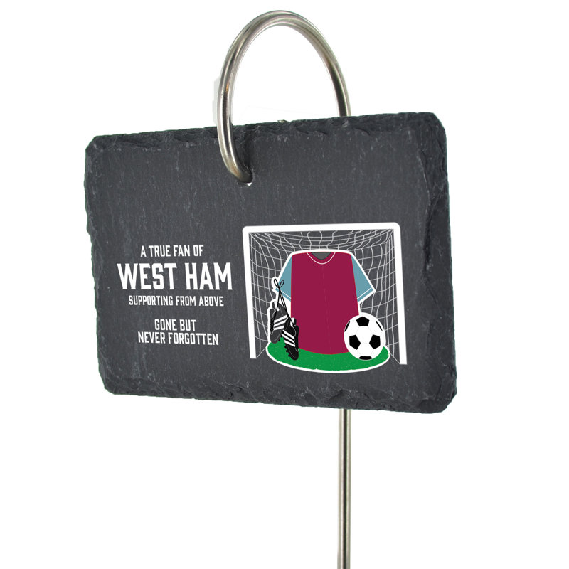 Bobbey West Ham Fan Football Slate Grave Marker Sport Memorial Plaque