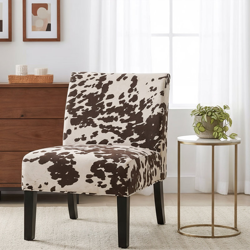 Fauteuil d'appoint rembourré Aerius, Brun / Blanc