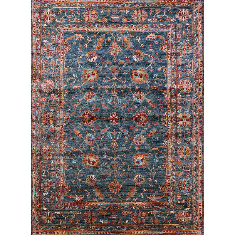 Tapis oriental bleu foncé / orange Rval, Rond 4 pi