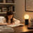 11.5" Modern Natural Black Marble Table Lamp with Milky Glass Globe Shade-1773578284