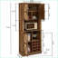 Armoire à vin en chêne rustique Farmhouse, 76 pouces avec portes de grange et amp; 12 compartiments | Panneau de fibres à densité moyenne + panneau de particules