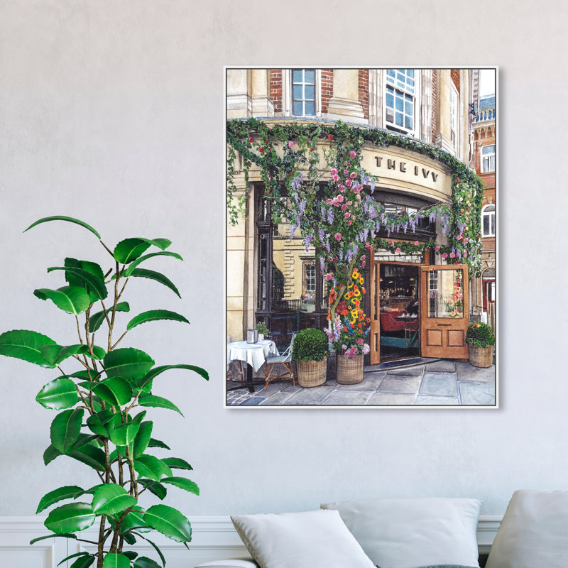 «Cafe Time» - peinture sur toile, H 24 po x l 20 po, Toile blanche encadrée