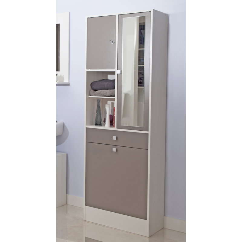 Arignote Linen Cabinet, White/Taupe