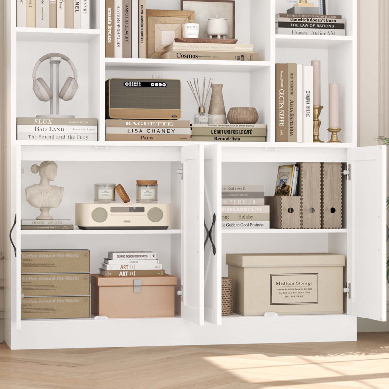 74.8'' H Storage Bookcase With 10 Open Shelves, White