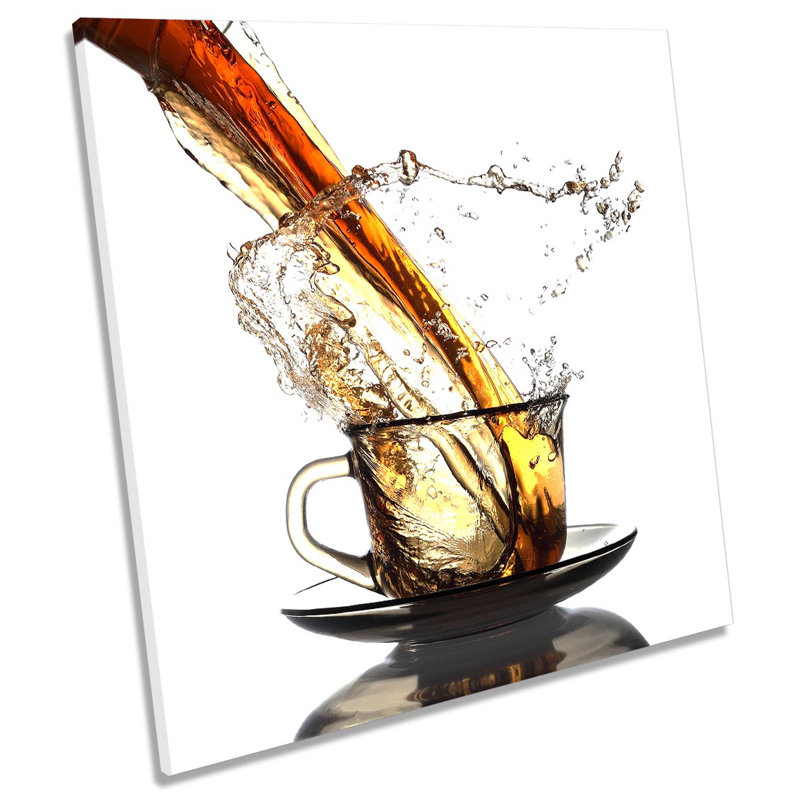 Z6092 Tea Cup Pour Café Kitchen Picture - Wrapped Canvas Print, 60cm H x 60cm W x 2cm D