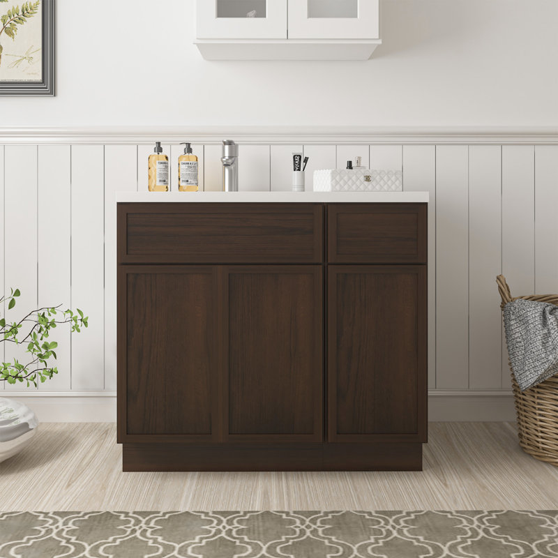Base de meuble-lavabo simple 36 po seulement, Brun