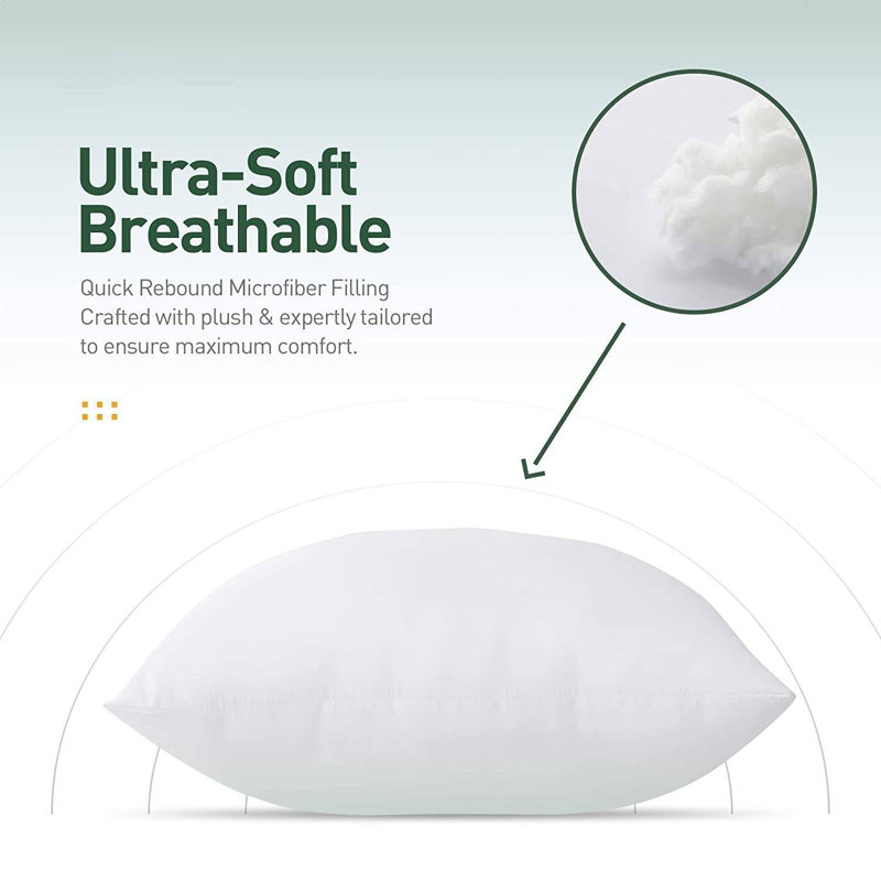 White 26" Square Polyester Throw Pillow Inserts, 4 Count