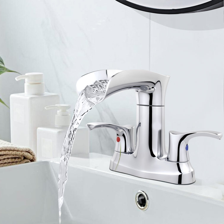 Centerset 2-Handle Waterful Bathroom Sink Faucet with Drain Assembly