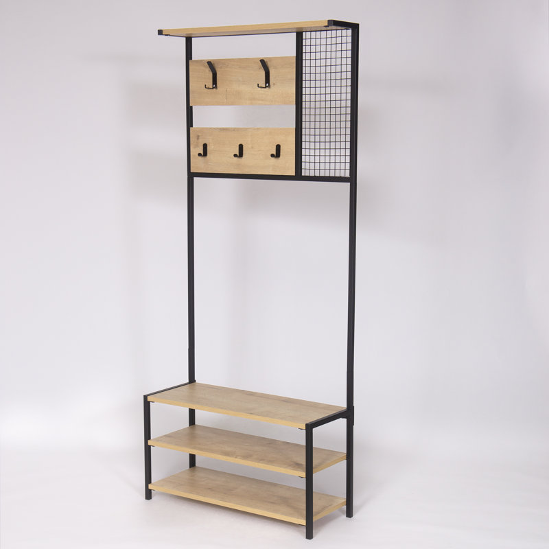 Portemanteau avec rangement pour chaussures Chantal, Chêne