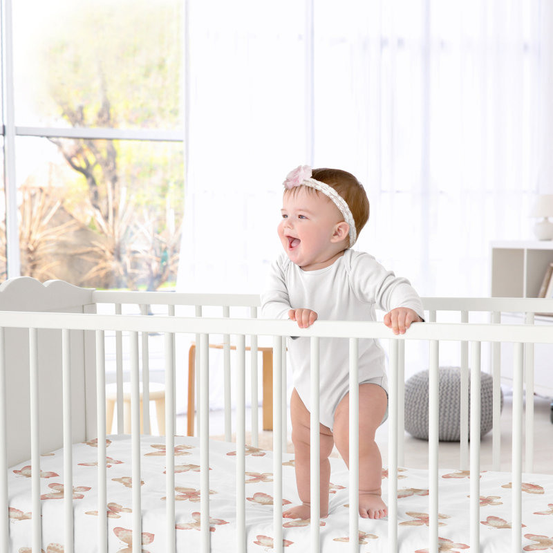 Butterfly Pink And Taupe Collection Fitted Crib Sheet