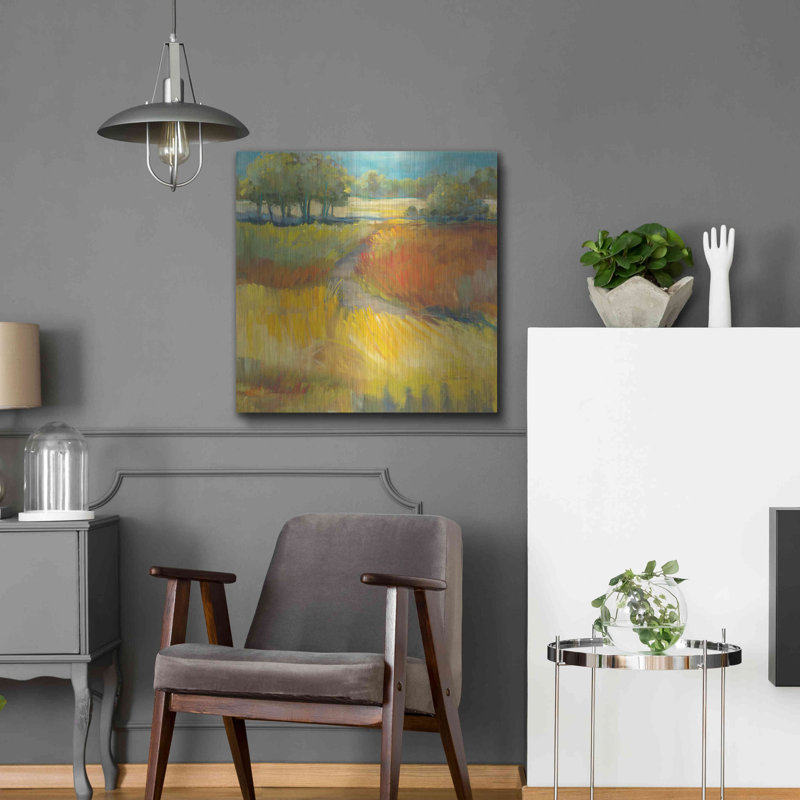 «Late Summer Landscape II» par Carol Rowan, art mural en métal, 36 po x 36 po, H 24 po x l 24 po