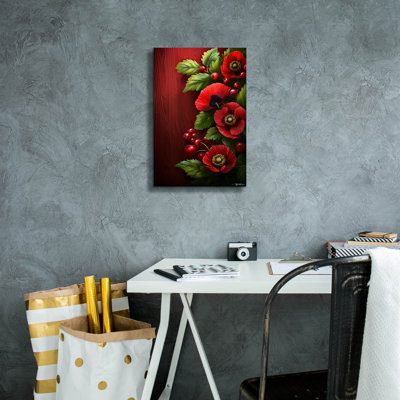 Epic Graffiti 'Poppies And Currant'  by Momart Canvas Wall Art, 12" x 18"